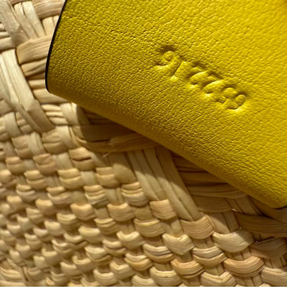 Loewe Anagram Colorblock Yellow Raffia Tote Bag - Picture 8 of 12